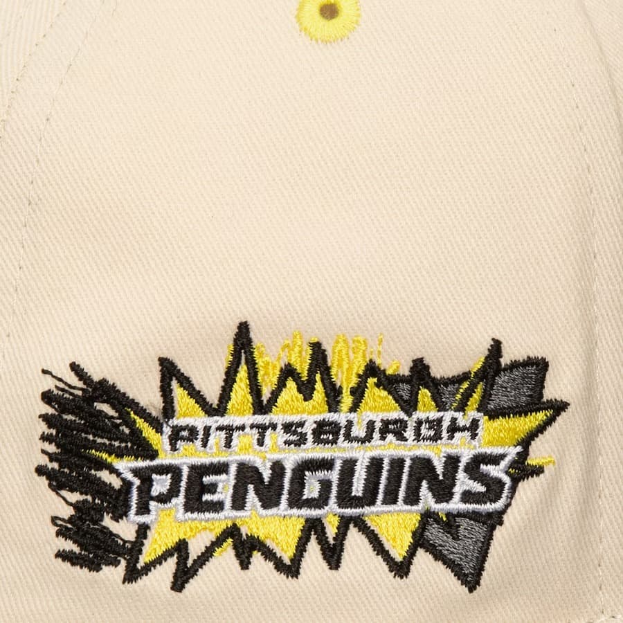 Бейсболка Mitchell & Ness Cream Pittsburgh Penguins Overspray Pro Crown Snapback Hat