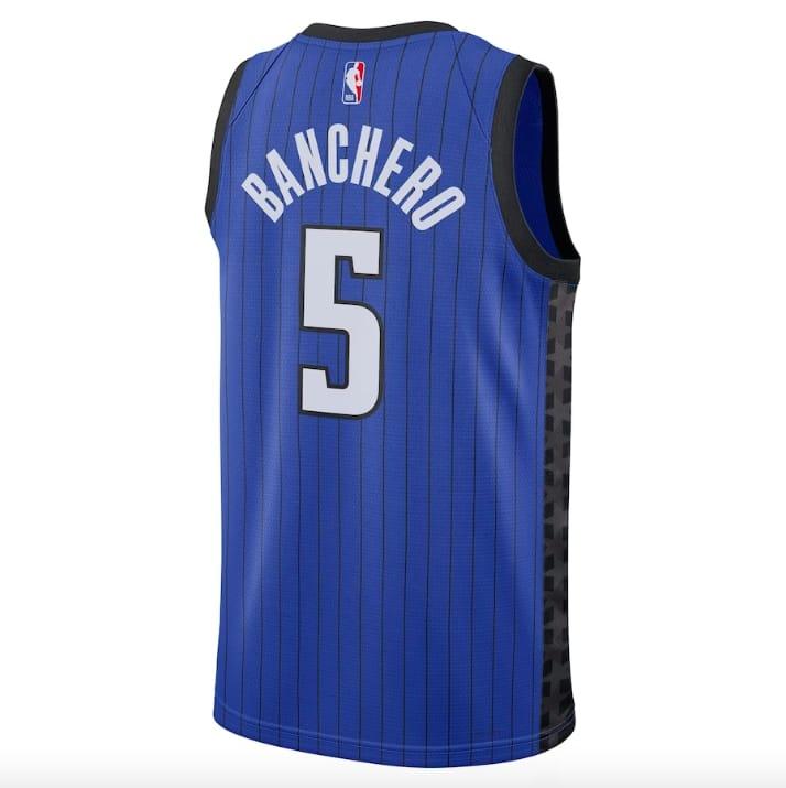 Баскетбольная джерси 2022-23 Orlando Magic #5 Paolo Banchero Swingman Statement Blue Jersey