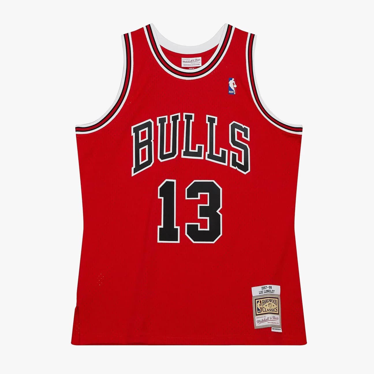 Баскетбольная джерси 1997-1998 Chicago Bulls Luc Longley #13 Swingman Hardwood Classic Red Jersey
