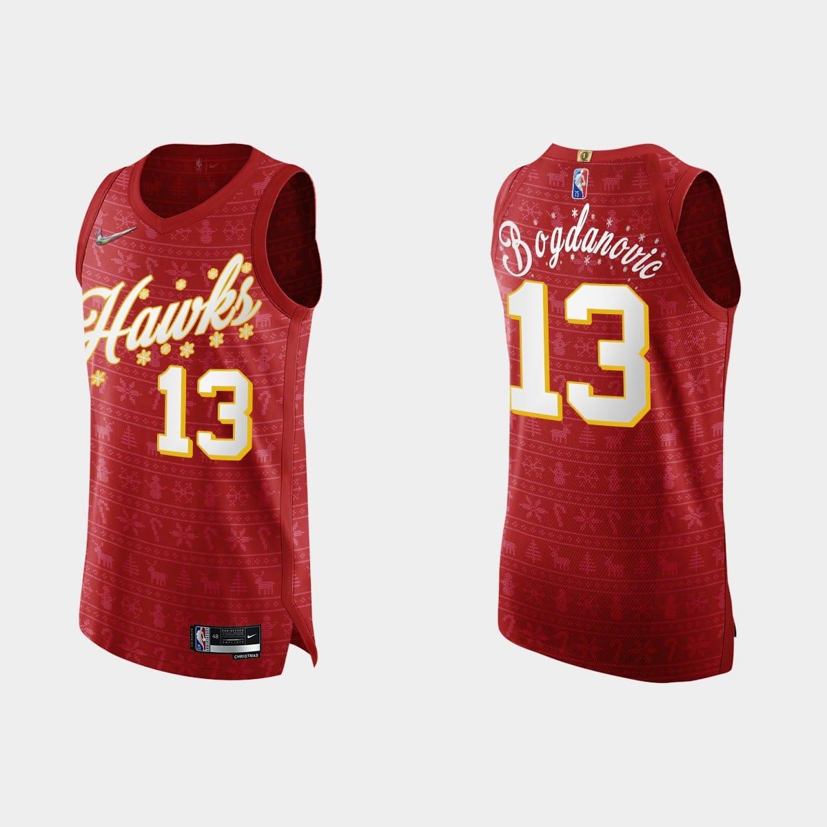 2021-Atlanta-Hawks-13-Bogdan-Bogdanovic-NBA-75th-Christmas-Red-Authentic-Jersey