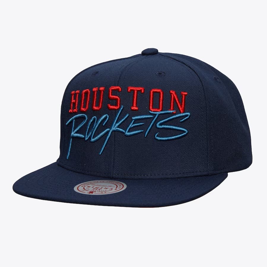 Бейсболка Mitchell & Ness Navy Houston Rockets Hardwood Classics Team Tagged Snapback Hat