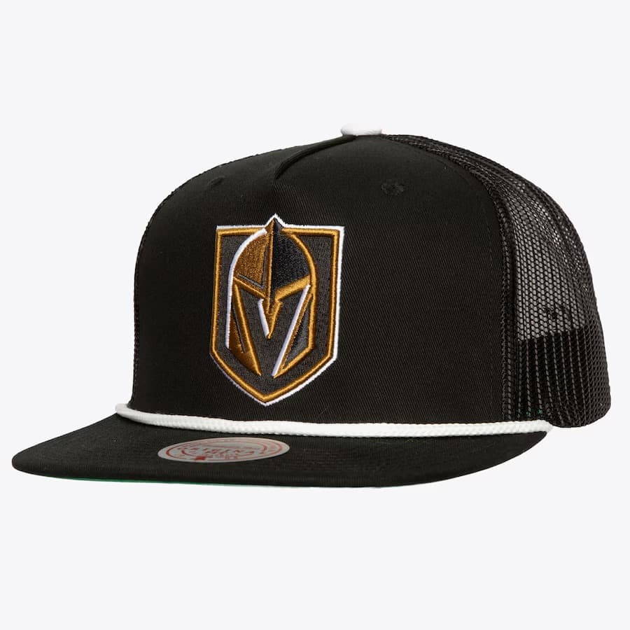 Бейсболка Mitchell & Ness Black Vegas Golden Knights Roper Trucker Adjustable Hat