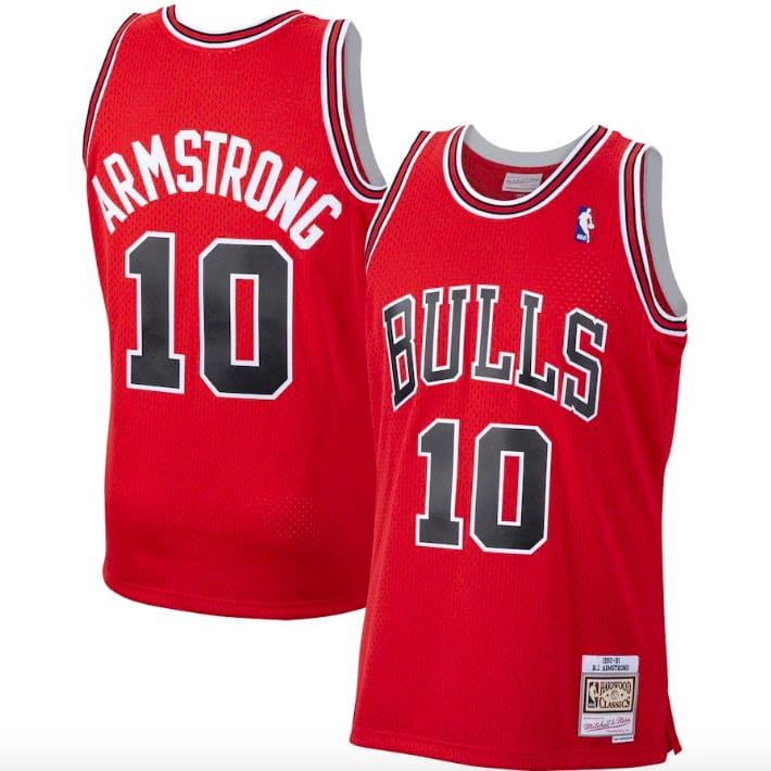 Баскетбольная джерси 1990-91 Chicago Bulls #10 B.J. Armstrong Mitchell & Ness Scarlet Jersey