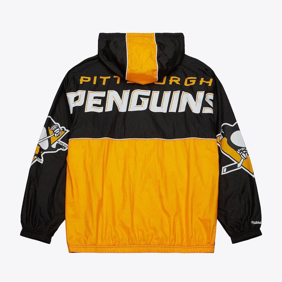 Анорак Mitchell & Ness Black Pittsburgh Penguins Team 2.0 Anorak Quarter-Zip Windbreaker Jacket