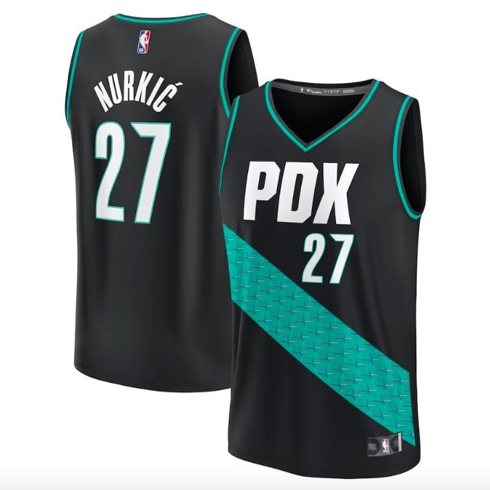 Баскетбольная джерси 2022-23 Portland Trail Blazers #27 Jusuf Nurkic Fast Break City Black Jersey