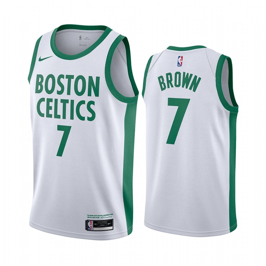 Баскетбольная джерси 2020-21 Boston Celtics #7 Jaylen Brown City Edition White Swingman Jersey