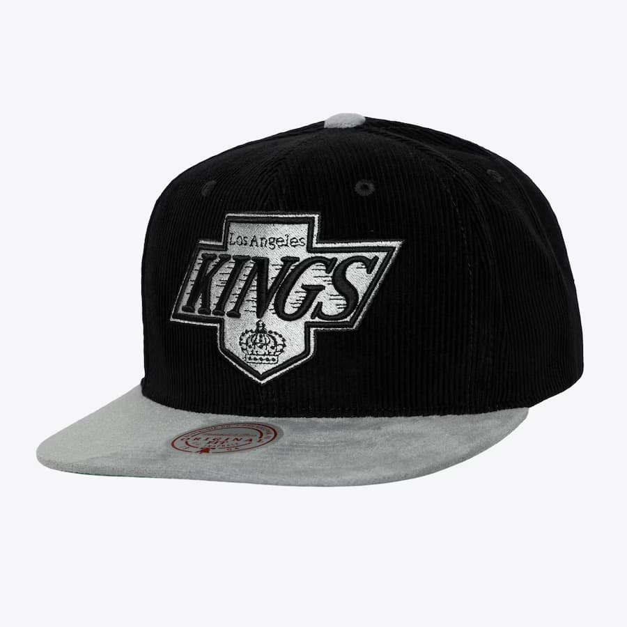 Бейсболка Mitchell & Ness Black Silver Los Angeles Kings Vintage Sueduroy Snapback Hat