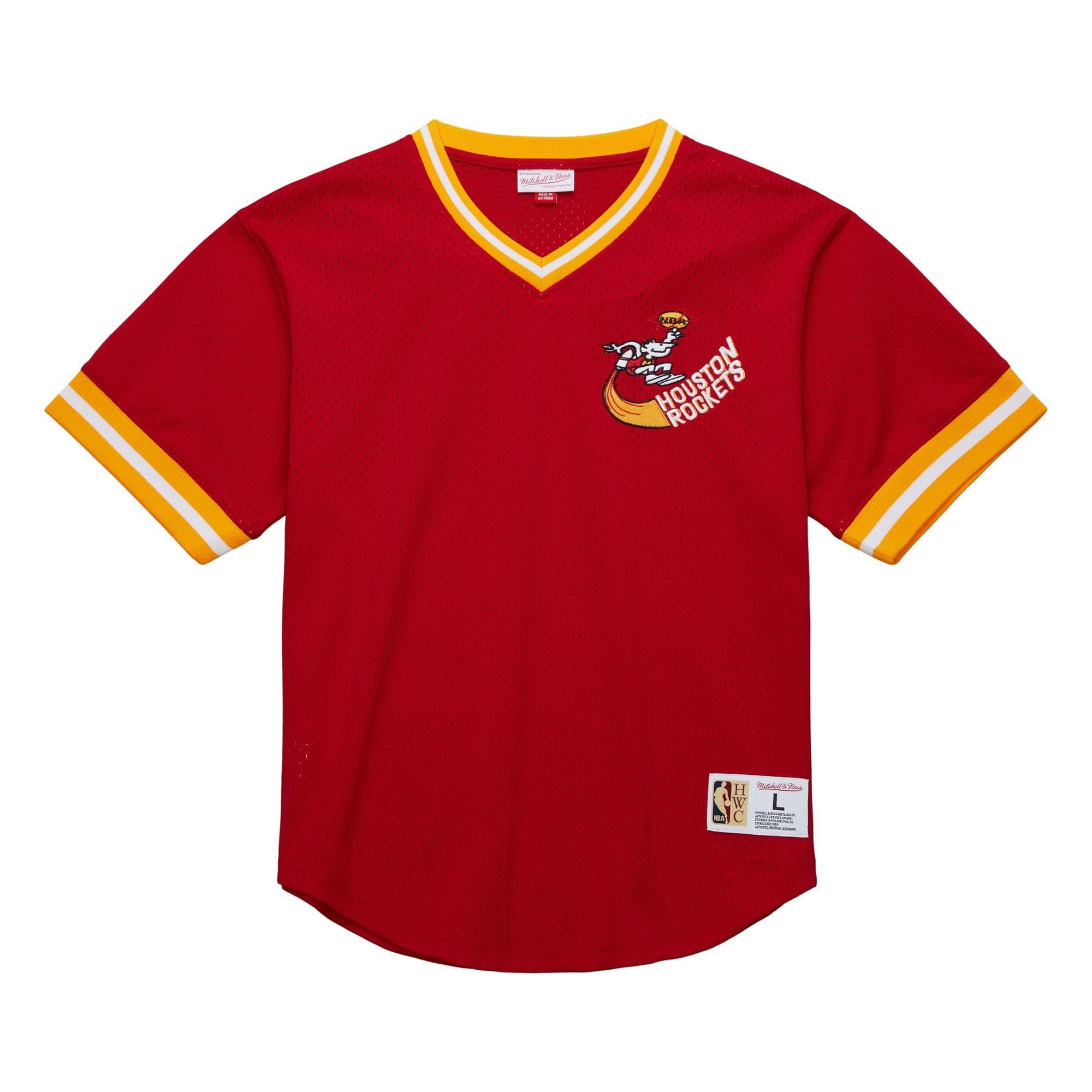 Футболка Mitchell & Ness Fashion Mesh V-Neck Vintage Logo Houston Rockets T-Shirt