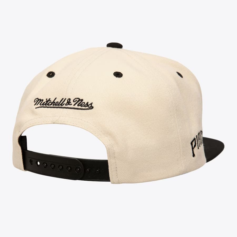 Бейсболка Mitchell & Ness Cream Black Pittsburgh Pirates Logo Snapback Hat