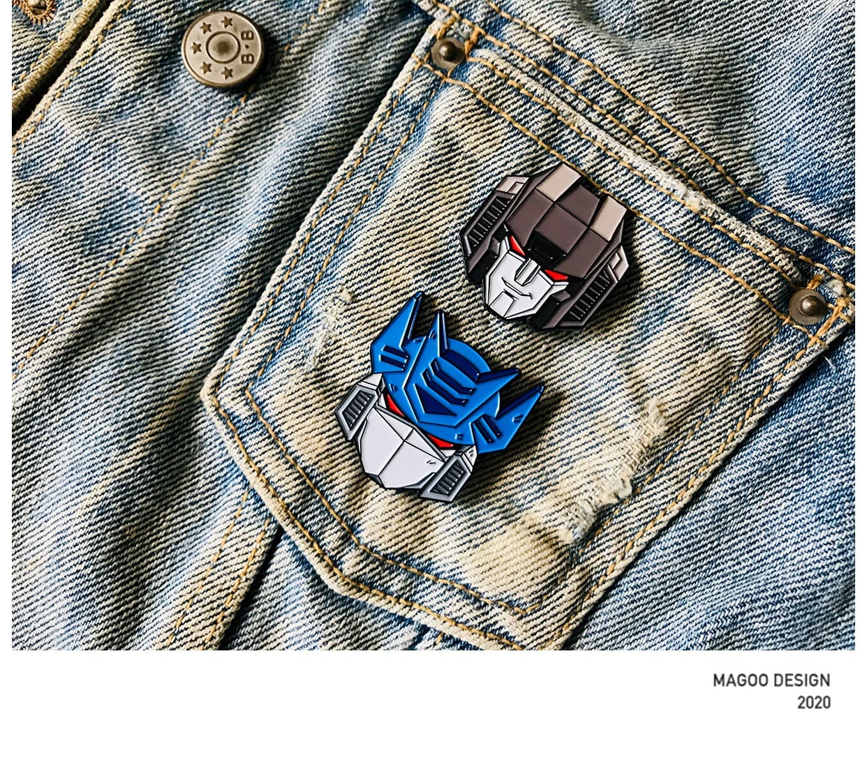 Набор значков Magoo Design Set Transformers Gray Blue Pin