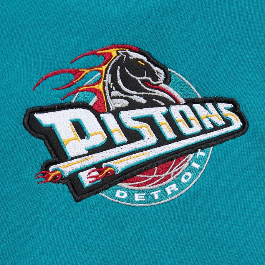 Худи Mitchell & Ness Teal Detroit Pistons Team OG 3.0 Vintage Fleece Pullover Hoodie