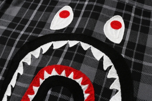 Рубашка BAPE Shark Flannel Check Shirt FW18 Black