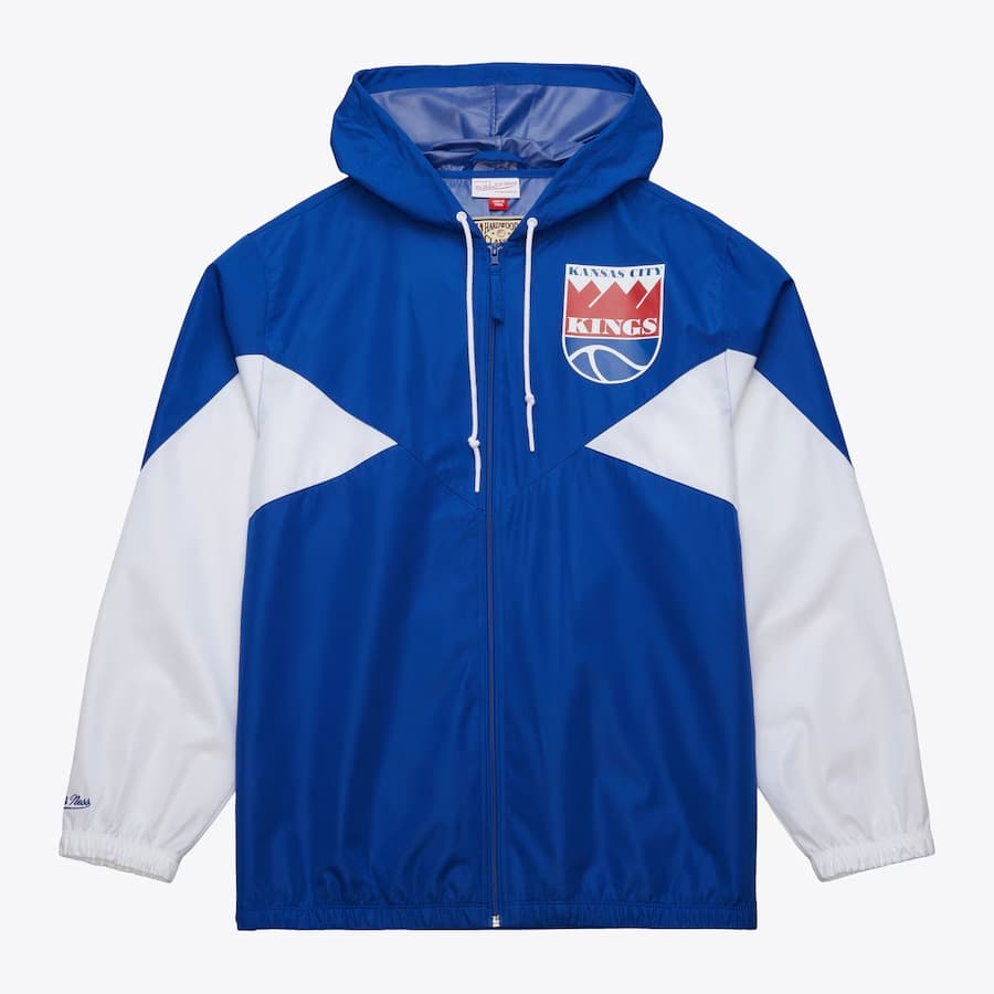 Анорак Mitchell & Ness Royal Kansas City Kings Vintage Logo Ultimate Lightweight Full-Zip Windbreaker Jacket