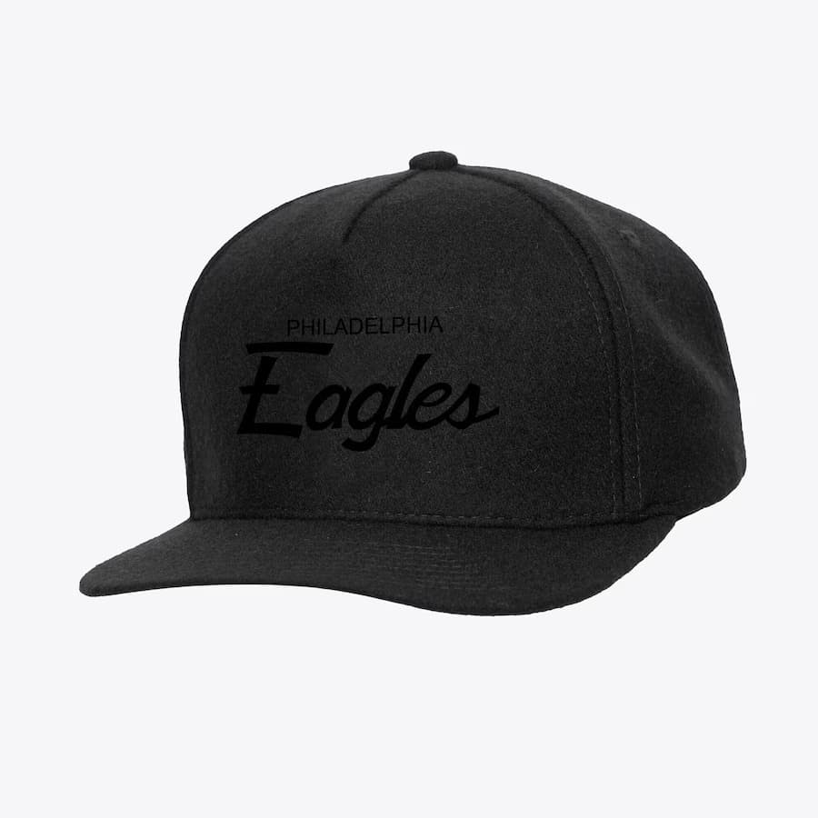 Бейсболка Mitchell & Ness Black Philadelphia Eagles Pro Wool Strapback Hat
