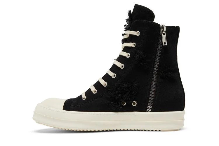Кроссовки Rick Owens DRKSHDW Strobe Cotton Denim Slashed High 'Black Milk'