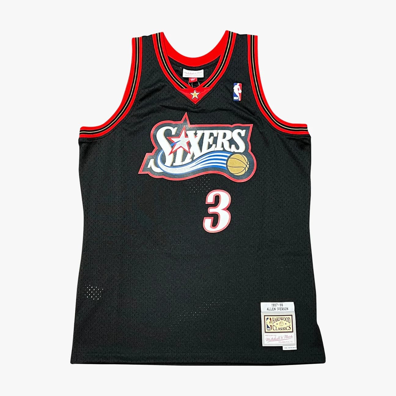 Баскетбольная джерси 1997-98 Philadelphia 76ers Allen Iverson #3 Swingman Hardwood Classics Black Jersey