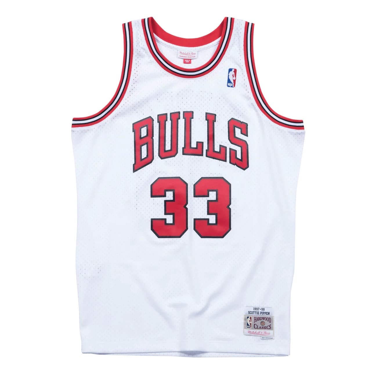 Баскетбольная джерси 1997-1998 Chicago Bulls Scottie Pippen #33 Swingman Hardwood Classic White Jersey