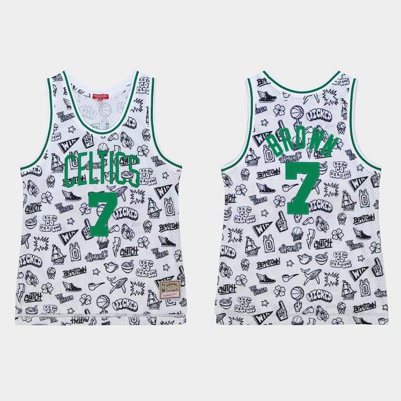 Баскетбольная джерси 1985-86 Boston Celtics #7 Jaylen Brown White Doodle Jersey