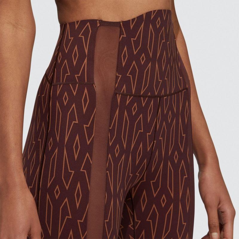 Тайтсы adidas Ivy Park Monogram Sheer Panel Tights Wild Brown/Night Red