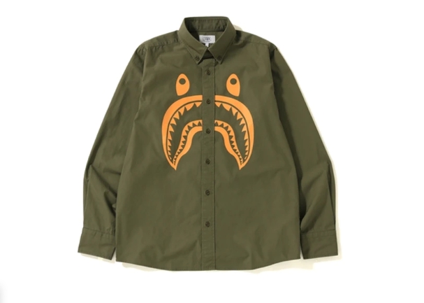 Рубашка BAPE Shark BD Shirt Olive