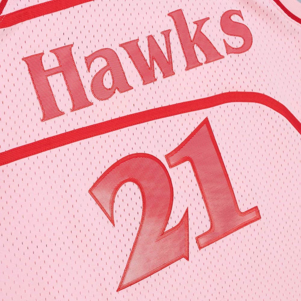 Баскетбольная джерси 1986-87 Atlanta Hawks #21 Dominique Wilkins Pink HWC Limited Jersey
