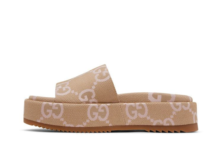 Сандалии Gucci Wmns Platform Slide Sandal 'Jumbo GG - Beige Light Pink'