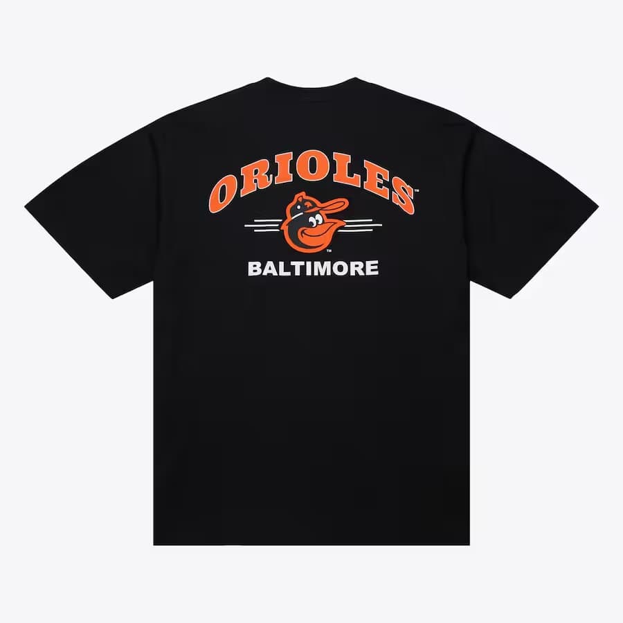 Футболка Mitchell & Ness Black Baltimore Orioles Vintage Logo Double Hit Pocket T-Shirt