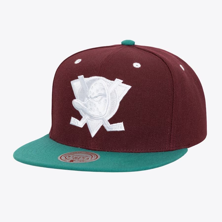 Бейсболка Mitchell & Ness Purple Teal Anaheim Ducks Evergreen Vintage Crispy White Snapback Hat