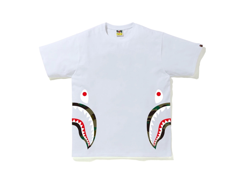 Футболка BAPE 1st Camo Side Shark Tee White/Green