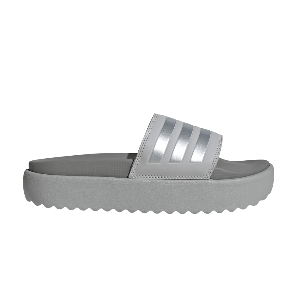 Adidas-Wmns-Adilette-Platform-Slide-Grey-Silver-Metallic