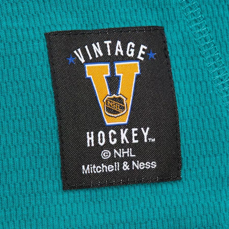 Худи Mitchell & Ness Teal Anaheim Ducks Vintage Logo Thermal Lightweight Pullover Hoodie