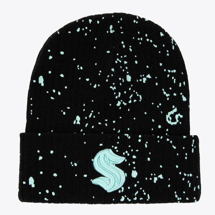 Шапка Mitchell & Ness Black Seattle Kraken Nep Cuffed Knit Hat