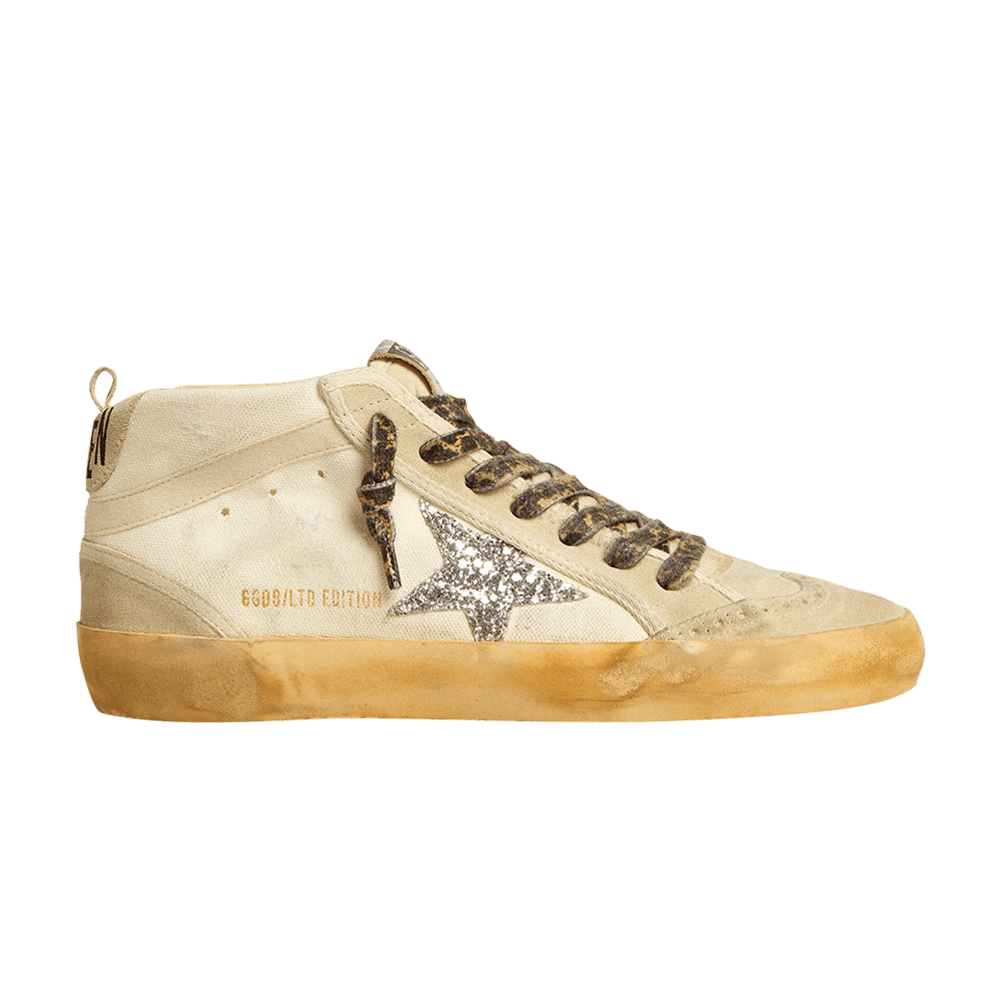 Кроссовки Golden Goose Wmns Mid Star 'Leopard Laces Silver Glitter'