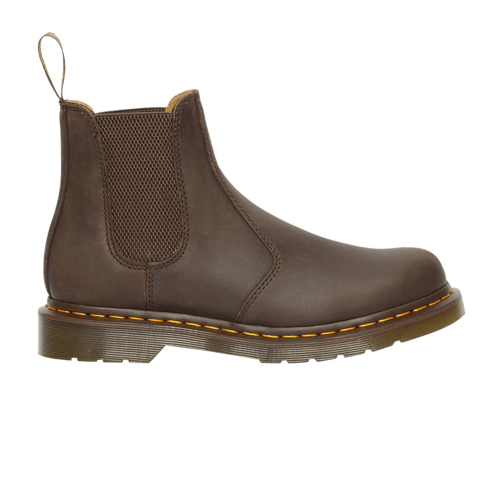 Dr. Martens 2976 Yellow Stitch Crazy Horse Leather Chelsea Boot 'Dark Brown'