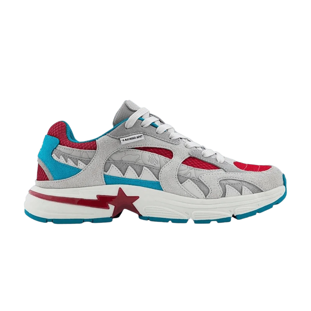 Krossovki-BAPE-Shark-Sta-2-Grey-Blue-Red