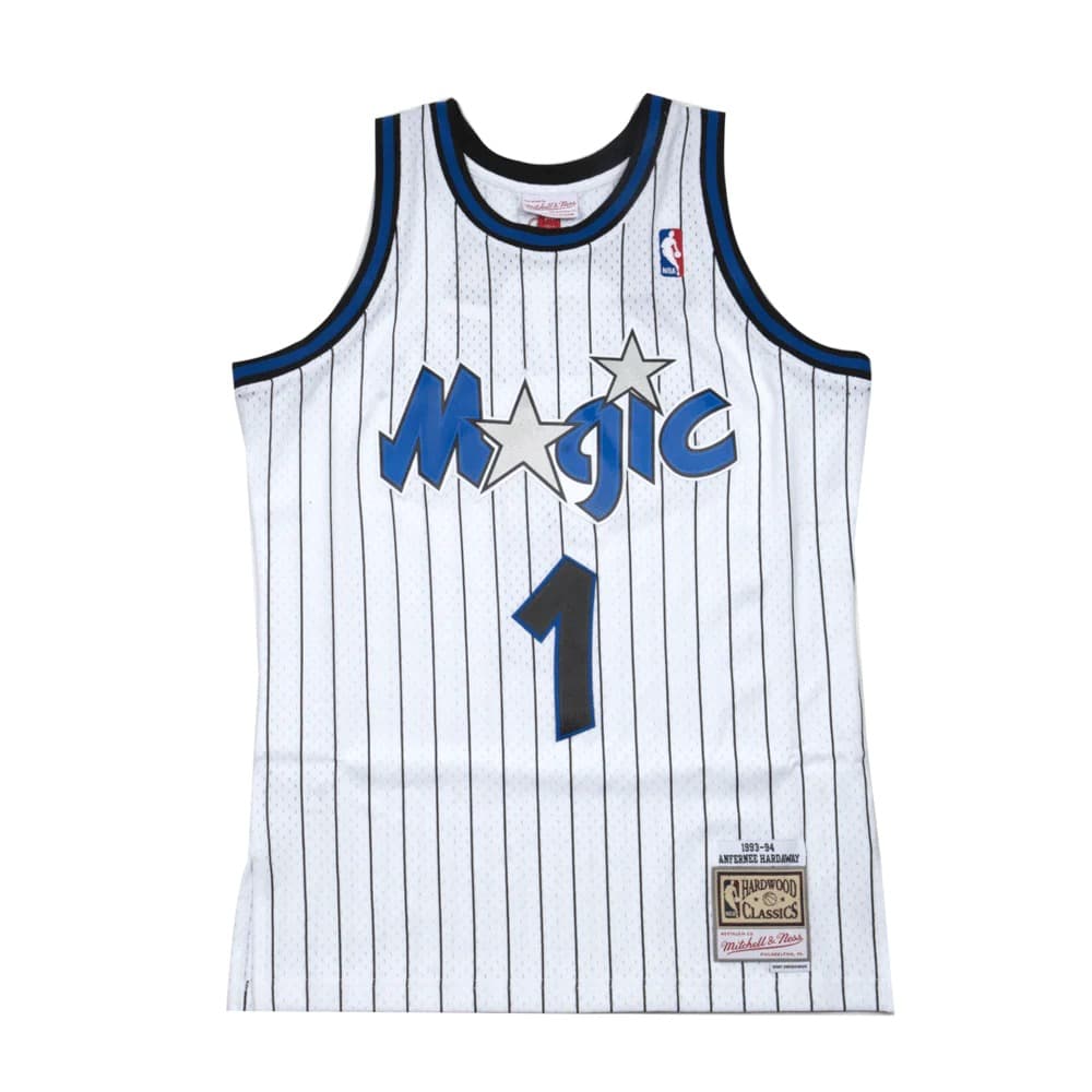 Баскетбольная джерси 1993-94 Orlando Magic Penny Hardaway #1 Swingman Hardwood Classics White Pinstripes Jersey