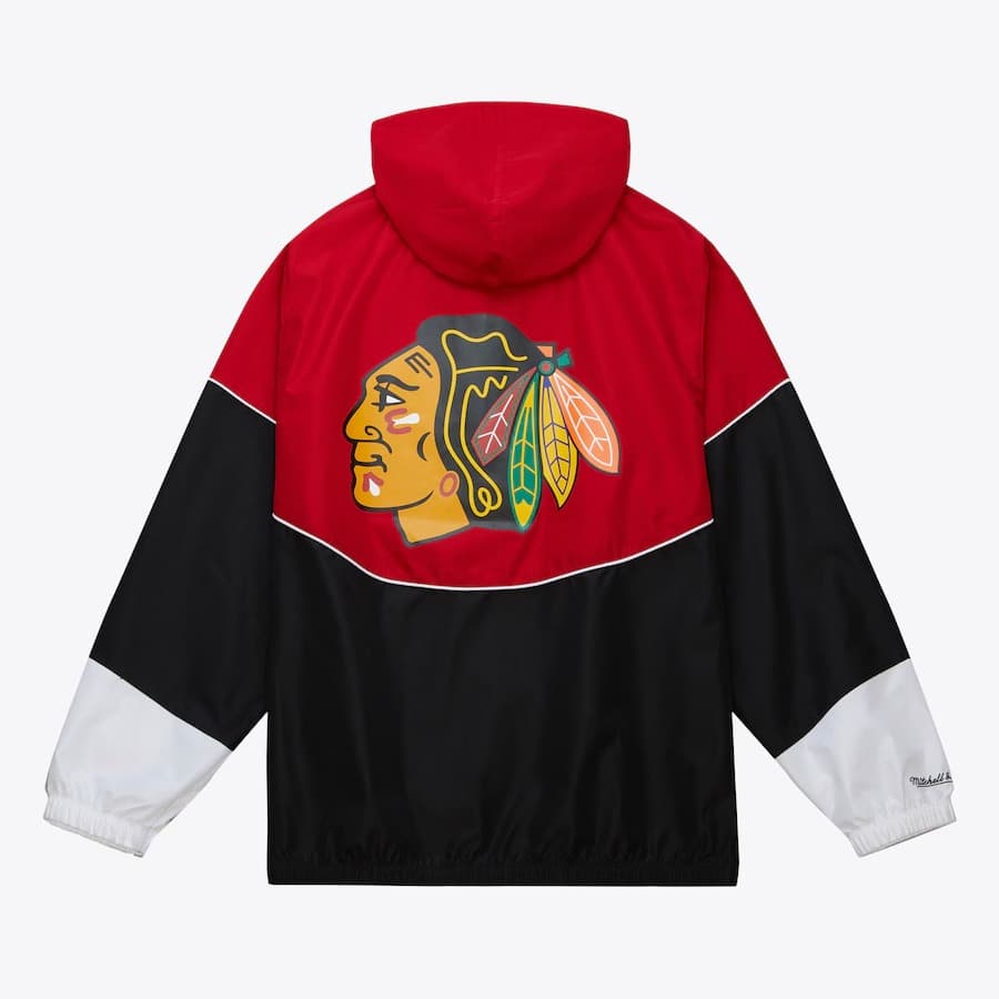 Куртка с капюшоном Mitchell & Ness Black Chicago Blackhawks Home Team Lightweight Full-Zip Windbreaker Jacket