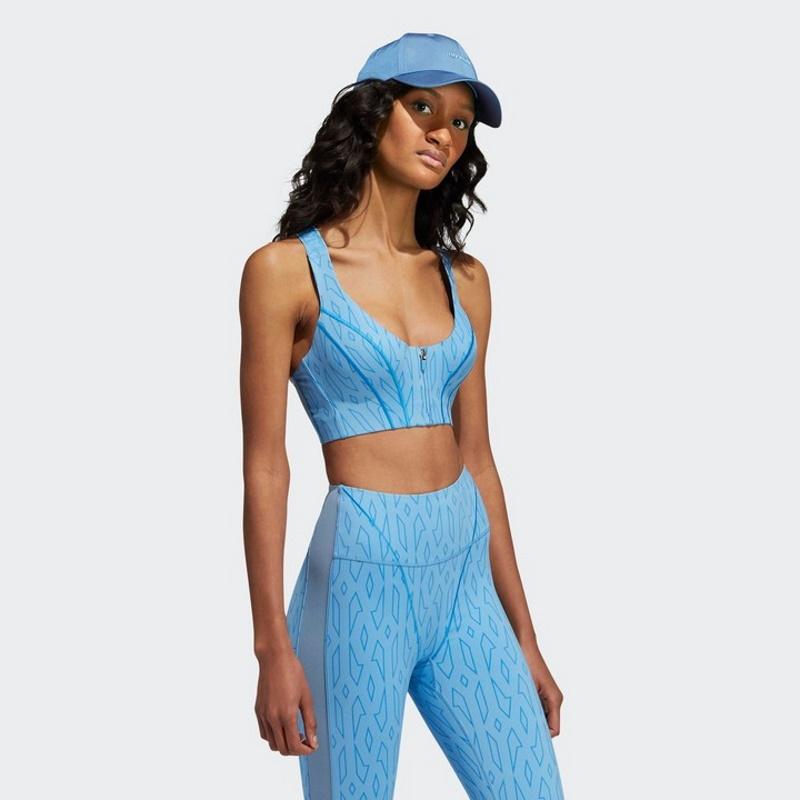 Спортивный топ adidas Ivy Park Medium-Support Monogram Cutout Bra Light Blue