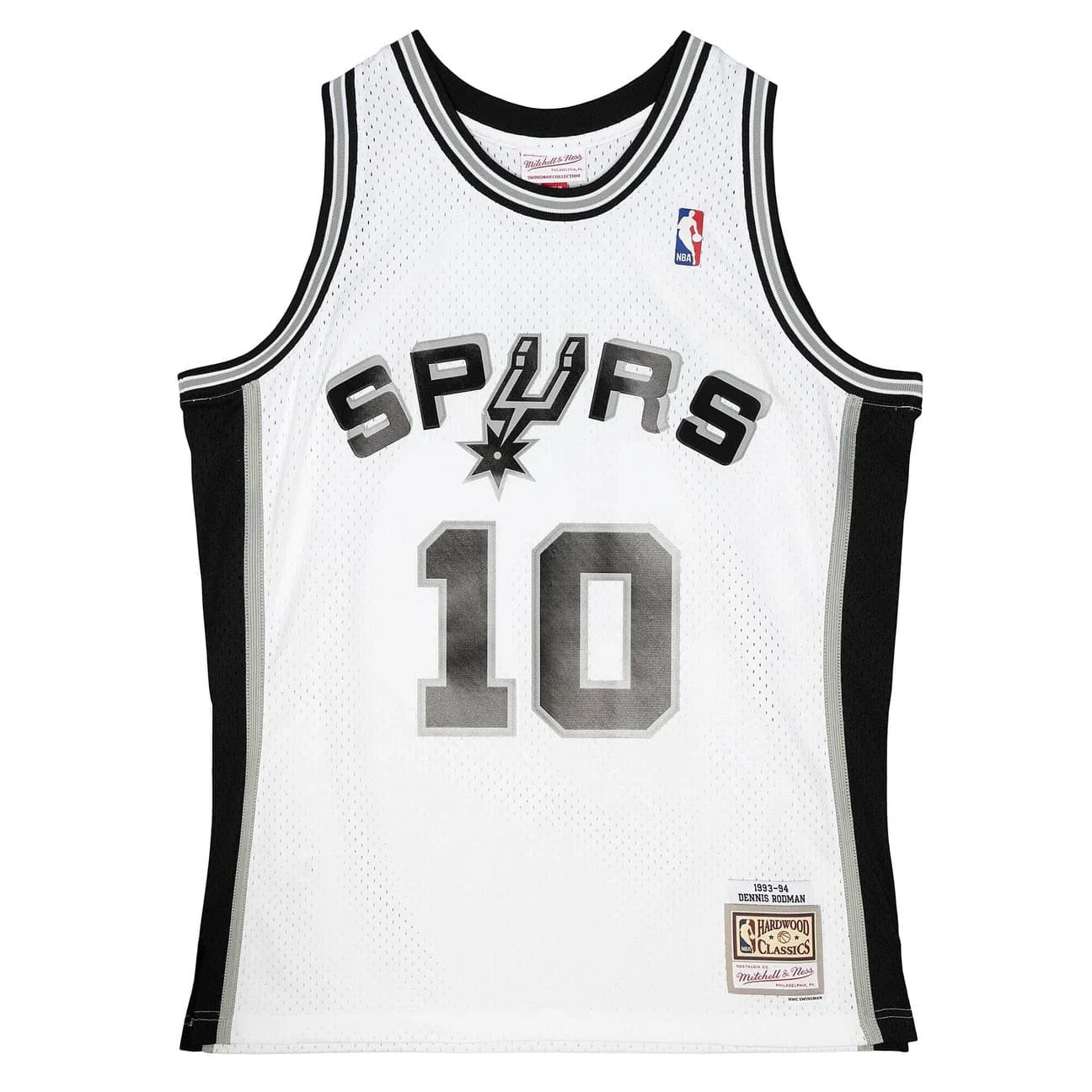 Баскетбольная джерси 1993-94 San Antonio Spurs Dennis Rodman #10 Swingman Hardwood Classics White Jersey