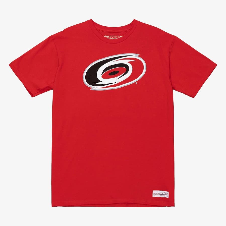 Футболка Mitchell & Ness Red Carolina Hurricanes Distressed Logo T-Shirt