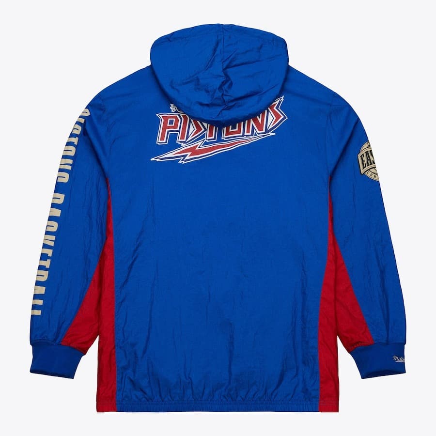 Анорак Mitchell & Ness Blue Detroit Pistons Team OG 2.0 Vintage Logo Anorak Quarter-Zip Hoodie Windbreaker Jacket