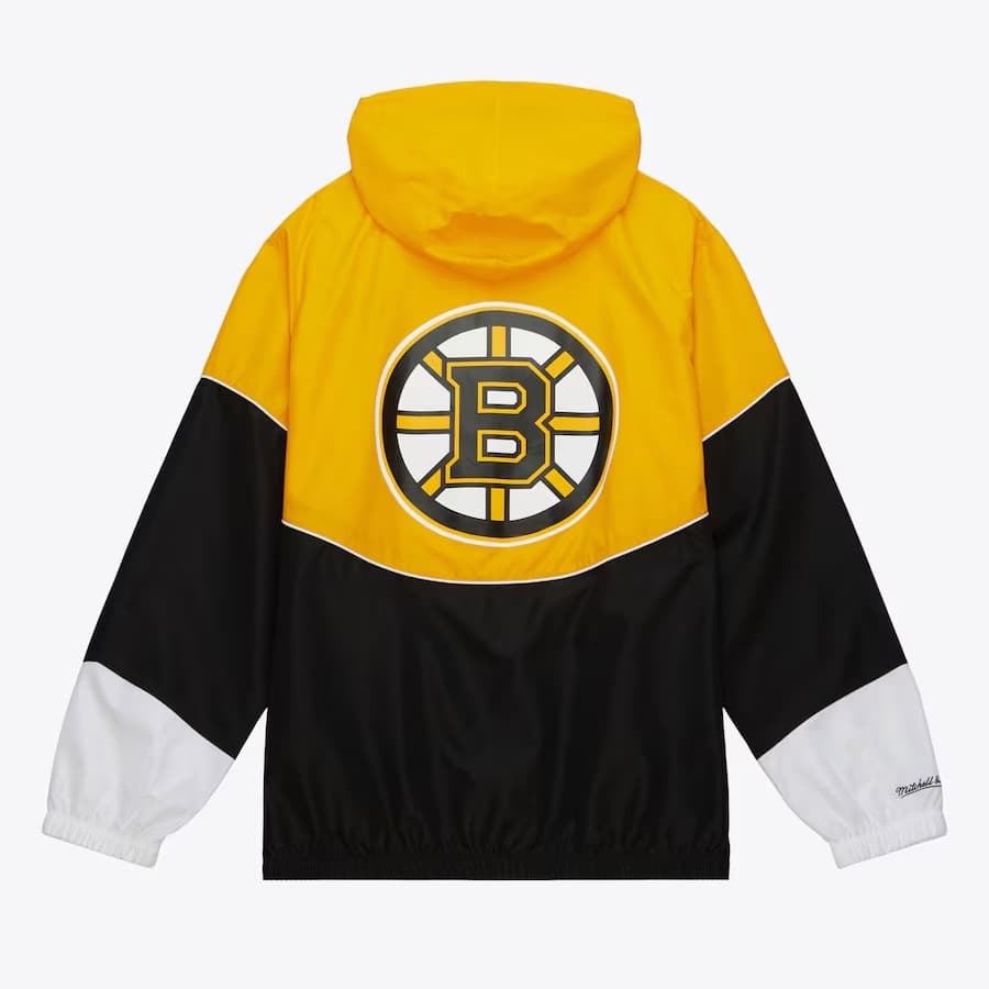 Ветровка с капюшоном Mitchell & Ness Black Boston Bruins Home Team Lightweight Full-Zip Windbreaker Jacket