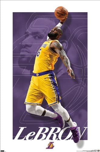 Настенный постер LeBron James Los Angeles Lakers NBA Purple Wall Poster