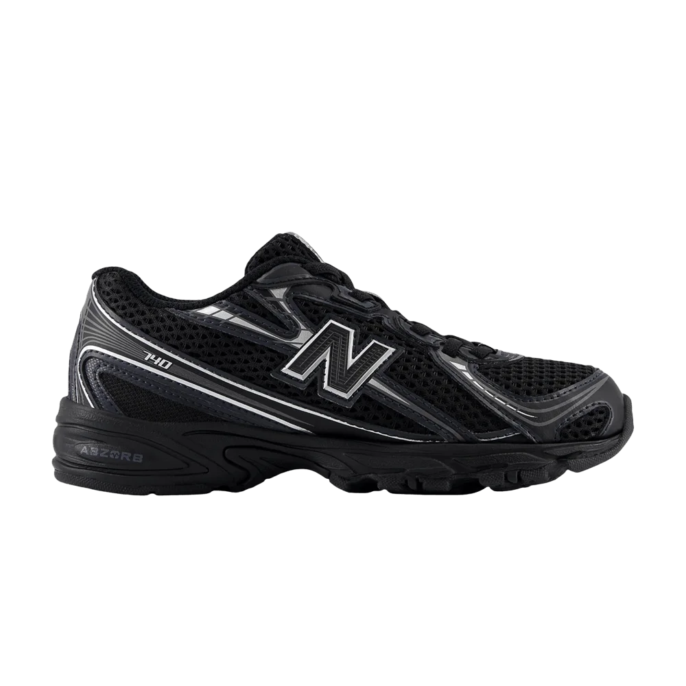 Кроссовки New Balance 740 Bungee Lace Little Kid Wide 'Black Silver Metallic'