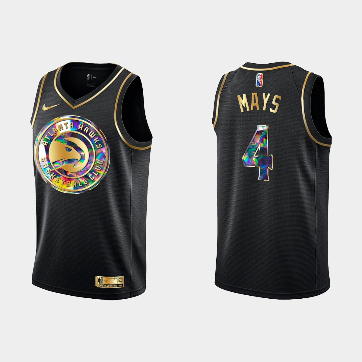 Баскетбольная джерси 2021-22 Atlanta Hawks #4 Skylar Mays Golden Diamond Black Jersey