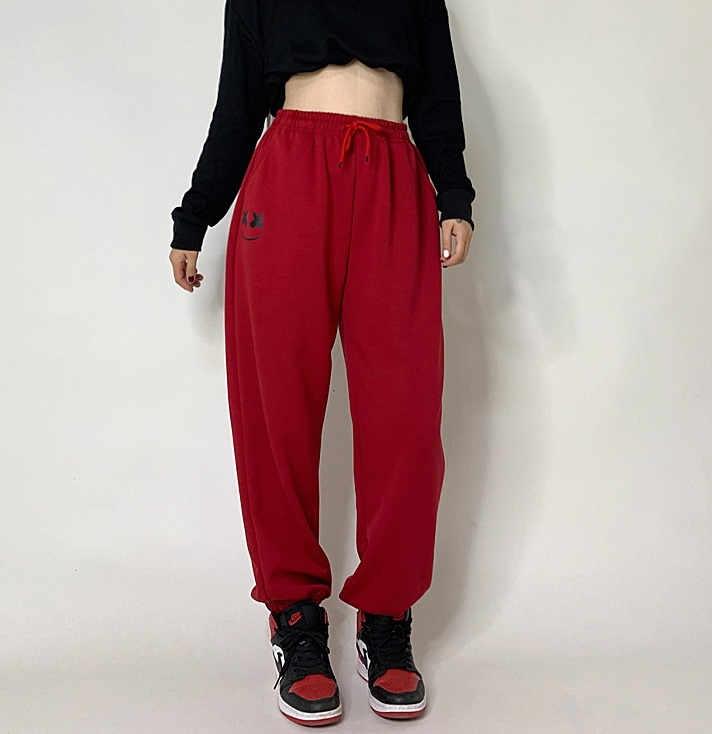 Спортивные брюки 2020 Smile Hip-hop Style Sweatpants Red