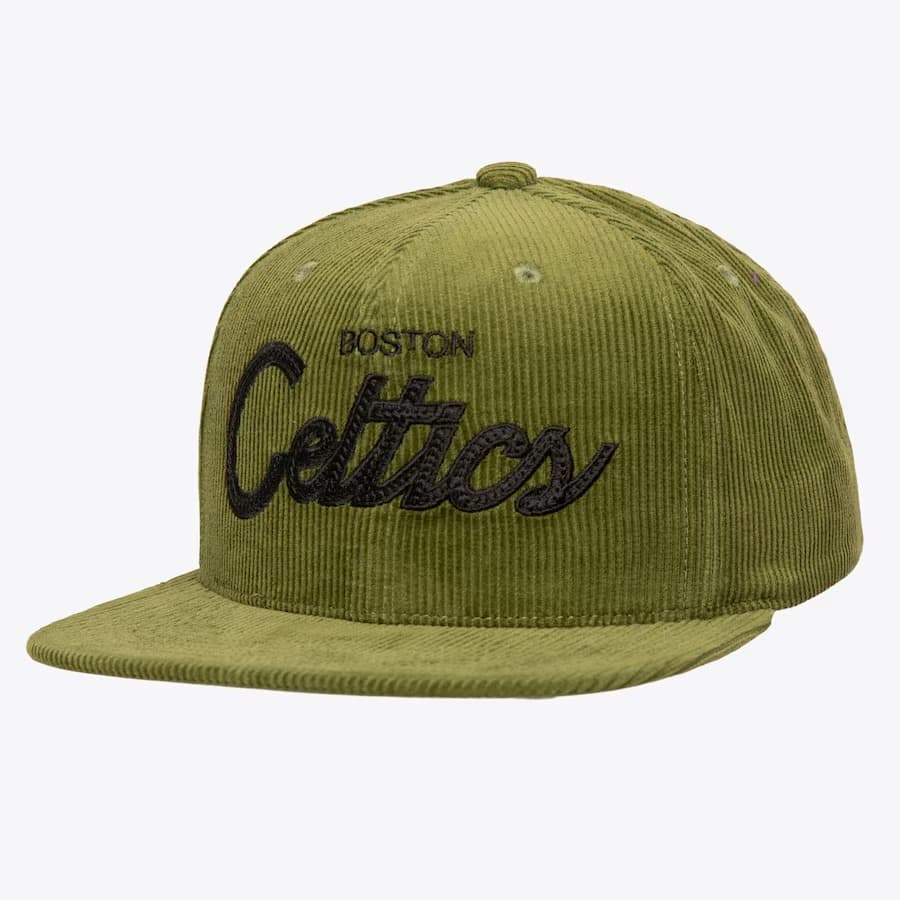 Mitchell-Ness-Olive-Boston-Celtics-Corduroy-Snapback-Hat