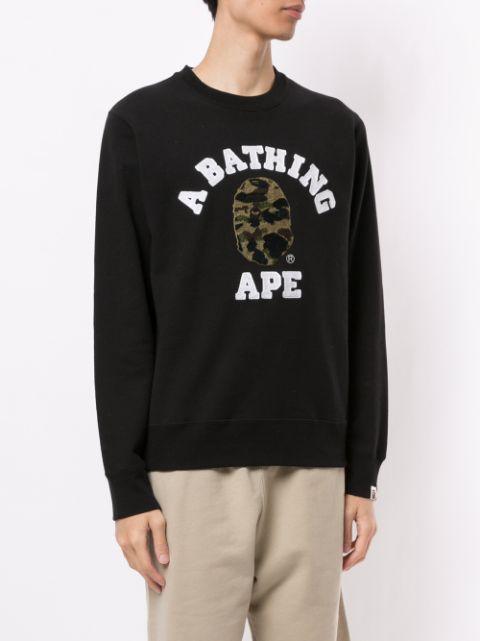 Толстовка BAPE 1st Camo College Embroidered Crewneck Black