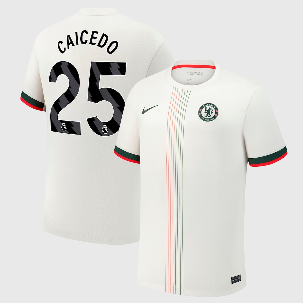 Детское футбольное джерси Chelsea Nike Away Stadium Shirt 2025-26 - Kids with Caicedo 25