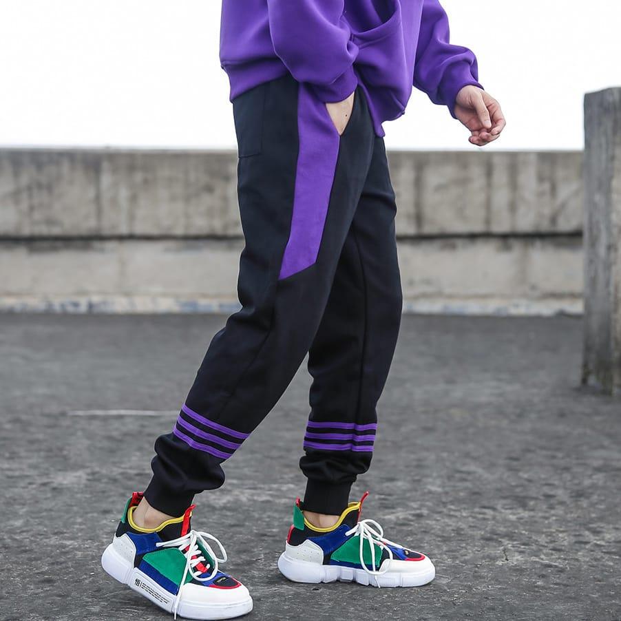 Спортивные штаны DPOY Black-Purple Stripes Pants